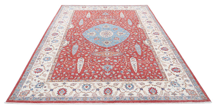 Afghan Ziegler Rug 6' 7" x 10' 5" Hand-Knotted | No. AT86985