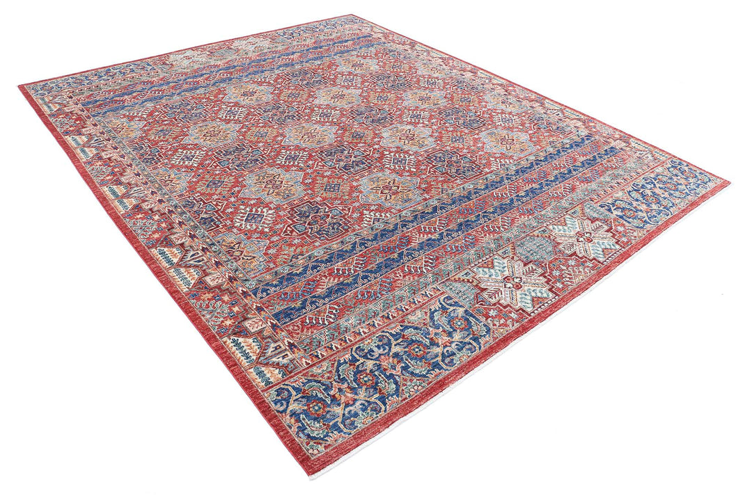 Red Afghan Ziegler Rug 7' 11" x 9' 7" Hand-Knotted | No. AT36760
