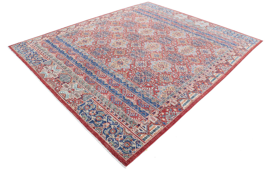Red Afghan Ziegler Rug 7' 11" x 9' 7" Hand-Knotted | No. AT36760
