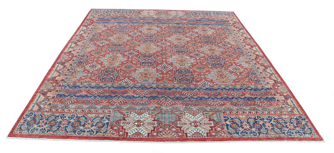 Red Afghan Ziegler Rug 7' 11" x 9' 7" Hand-Knotted | No. AT36760