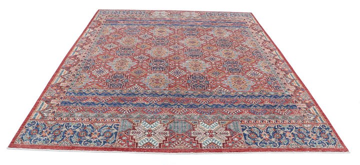Red Afghan Ziegler Rug 7' 11" x 9' 7" Hand-Knotted | No. AT36760
