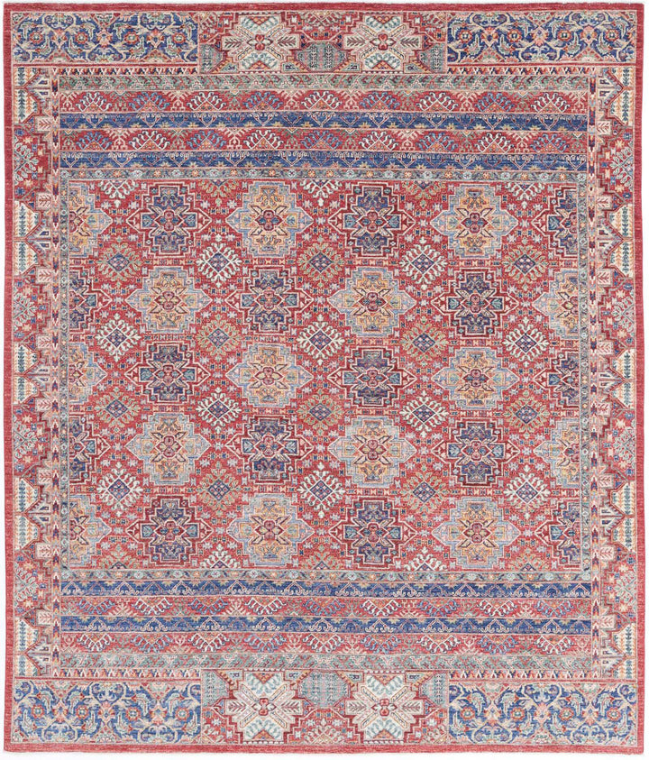Red Afghan Ziegler Rug 7' 11" x 9' 7" Hand-Knotted
