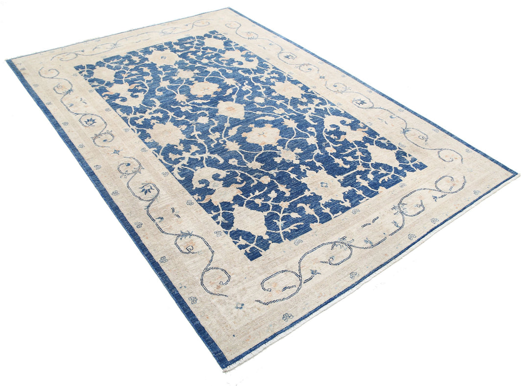 Afghan Ziegler Rug 5' 5" x 7' 7" Hand-Knotted | No. AT97448