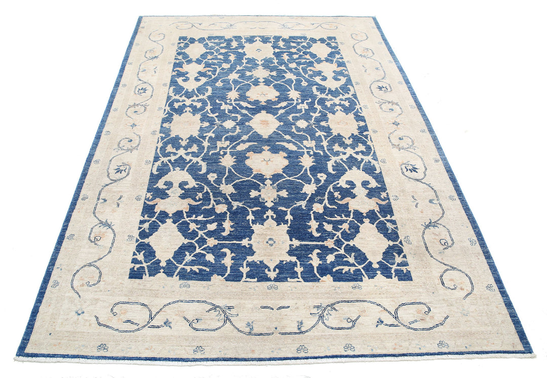 Afghan Ziegler Rug 5' 5" x 7' 7" Hand-Knotted | No. AT97448