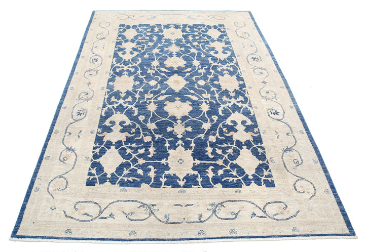 Afghan Ziegler Rug 5' 5" x 7' 7" Hand-Knotted | No. AT97448