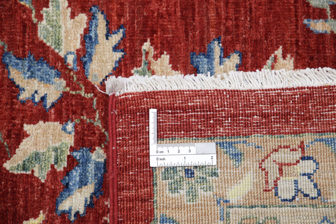 Red Afghan Ziegler Rug 11' 8" x 14' 7" Hand-Knotted | No. AT59506