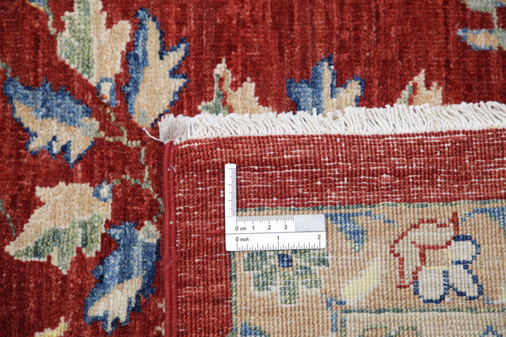 Red Afghan Ziegler Rug 11' 8" x 14' 7" Hand-Knotted | No. AT59506