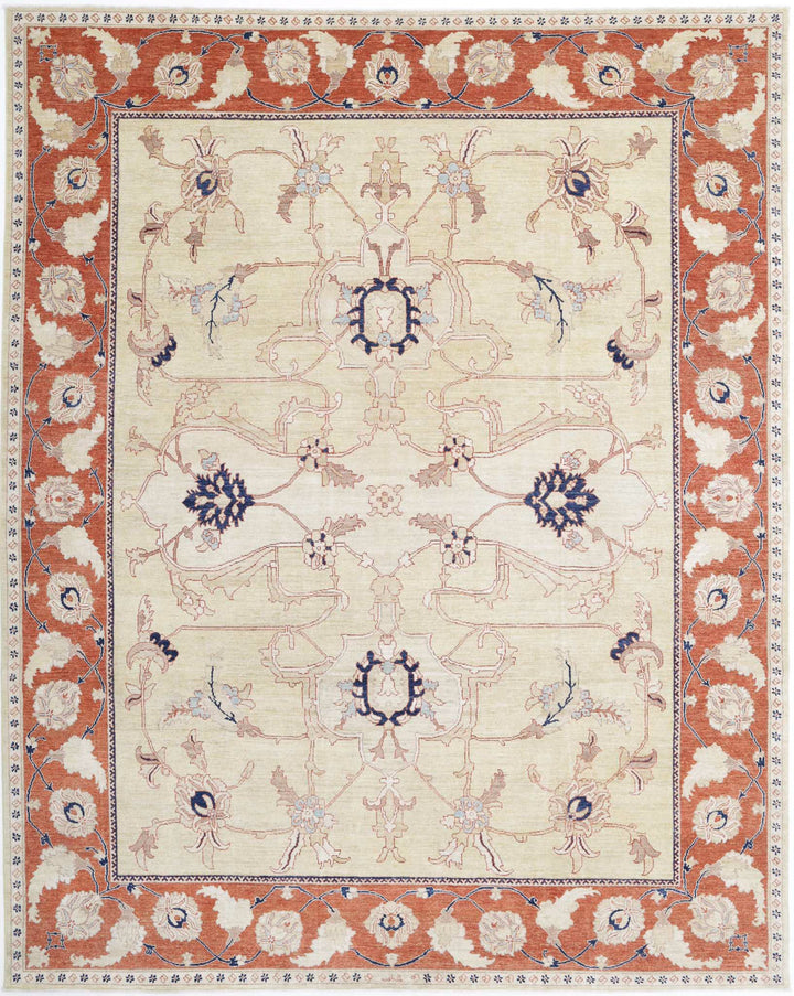 Gold Afghan Ziegler Rug 9' 1" x 11' 5" Hand-Knotted