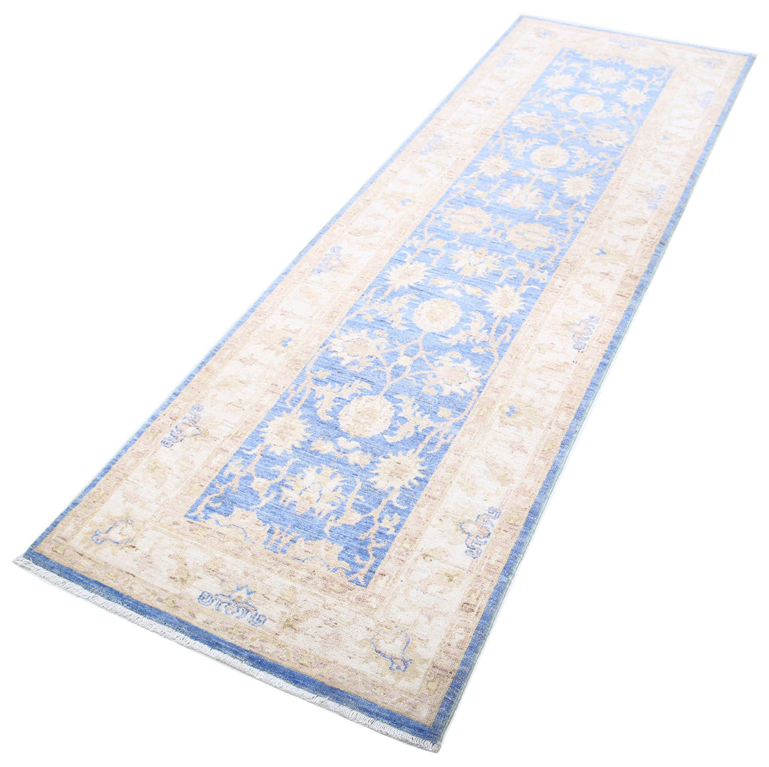 Blue Afghan Ziegler Rug 2' 7" x 8' 1" Hand-Knotted view