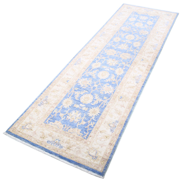Blue Afghan Ziegler Rug 2' 7" x 8' 1" Hand-Knotted view