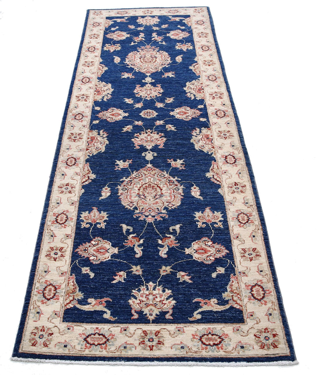 Blue Afghan Ziegler Rug 2' 8" x 8' 2" Hand-Knotted view