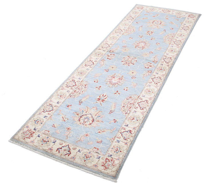 Blue Afghan Ziegler Rug 2' 5" x 7' 5" Hand-Knotted view