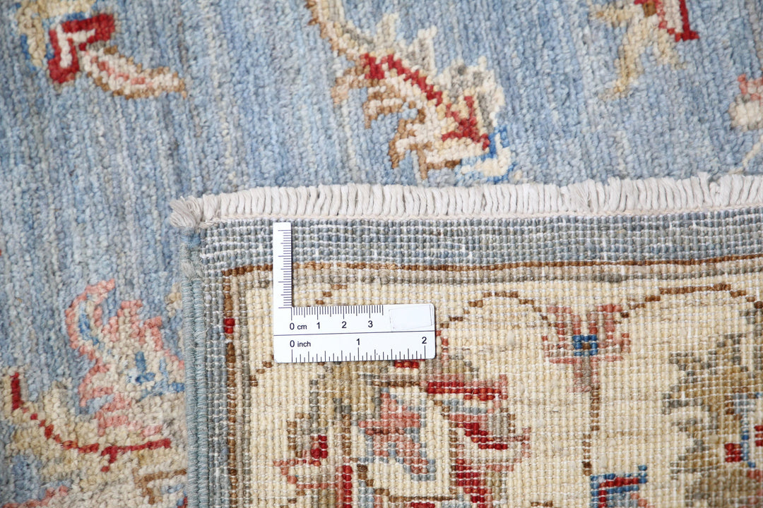 Blue Afghan Ziegler Rug 2' 5" x 7' 5" Hand-Knotted pattern