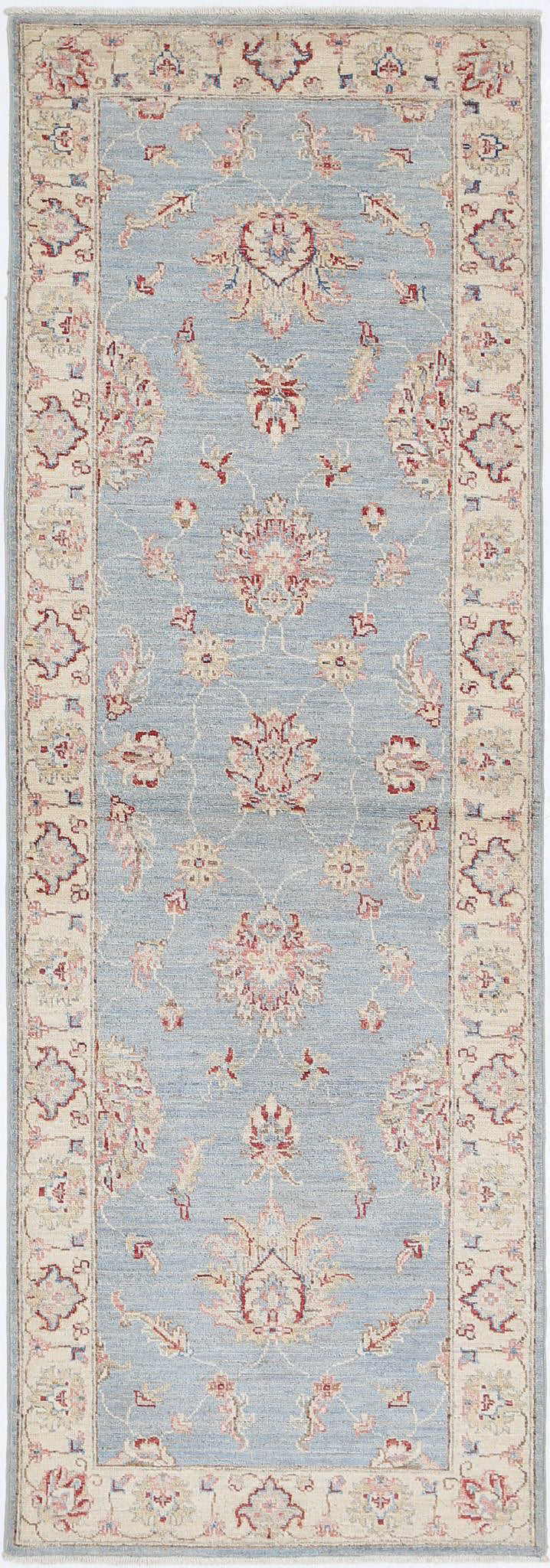 Blue Afghan Ziegler Rug 2' 5" x 7' 5" Hand-Knotted