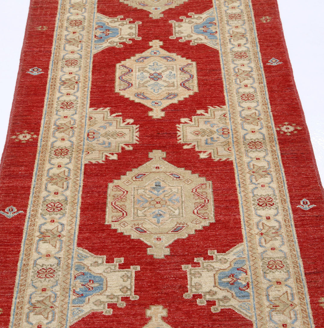 Red Afghan Ziegler Rug 2' 9" x 7' 1" Hand-Knotted pattern