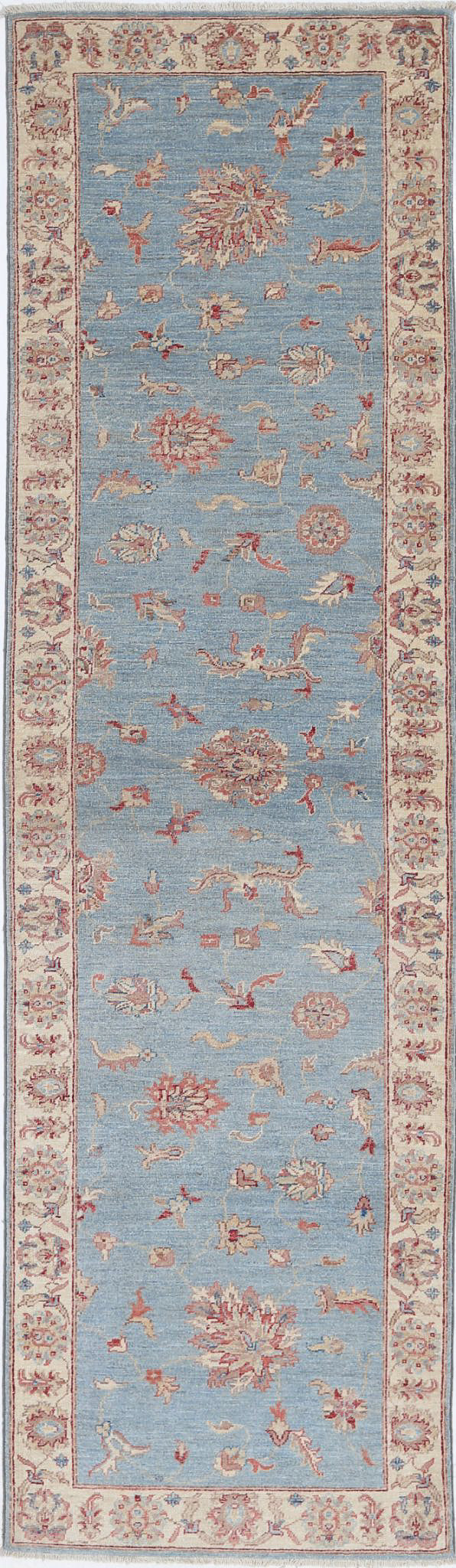 Afghan Ziegler Rug 2' 6" x 9' 10" Hand-Knotted