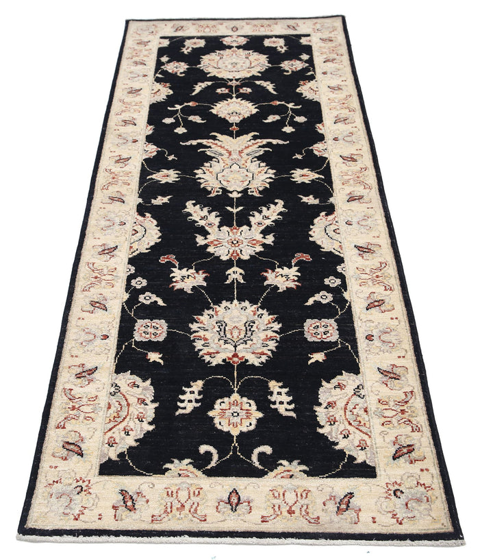 Black Afghan Ziegler Rug 2' 6" x 6' 9" Hand-Knotted view