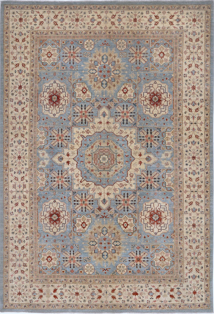 Afghan Ziegler Rug 7' 1" x 10' 2" Hand-Knotted
