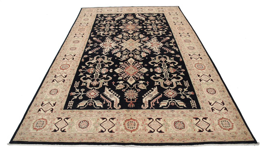 Afghan Ziegler Rug 6' 7" x 9' 9" Hand-Knotted | No. AT67052