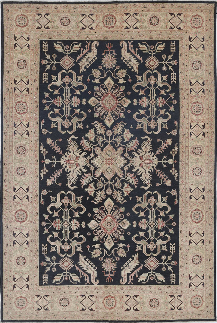Afghan Ziegler Rug 6' 7" x 9' 9" Hand-Knotted