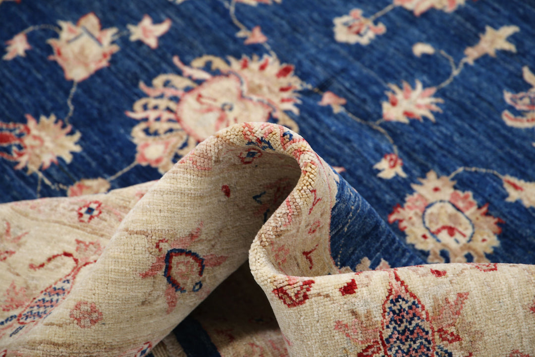 Afghan Ziegler Rug 6' 9" x 9' 3" Hand-Knotted | No. AT27426