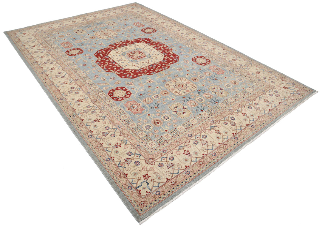 Afghan Ziegler Rug 6' 8" x 9' 7" Hand-Knotted | No. AT56733