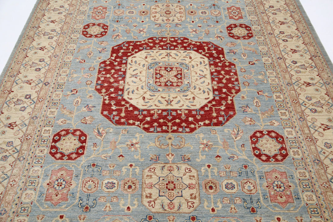 Afghan Ziegler Rug 6' 8" x 9' 7" Hand-Knotted | No. AT56733