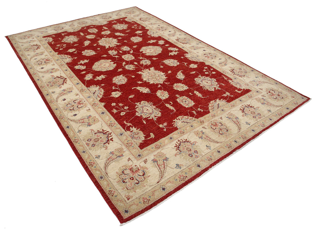 Afghan Ziegler Rug 6' 7" x 9' 4" Hand-Knotted | No. AT65897