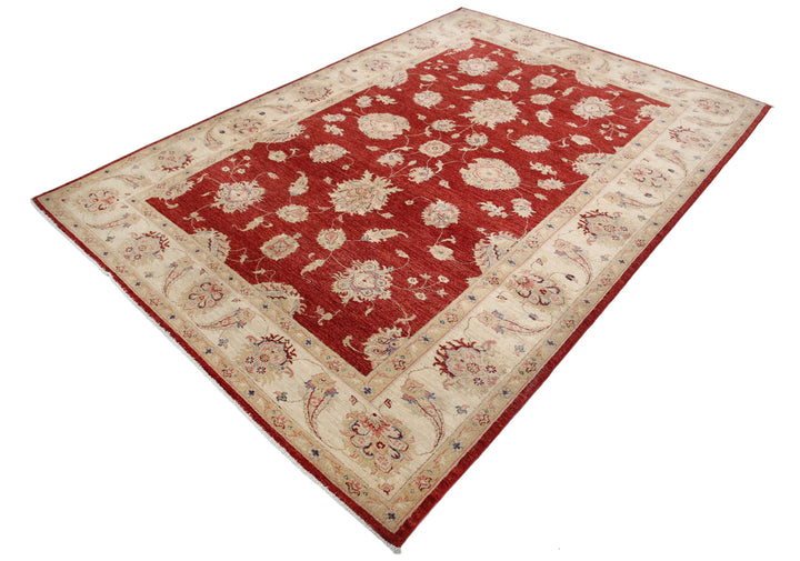 Afghan Ziegler Rug 6' 7" x 9' 4" Hand-Knotted | No. AT65897