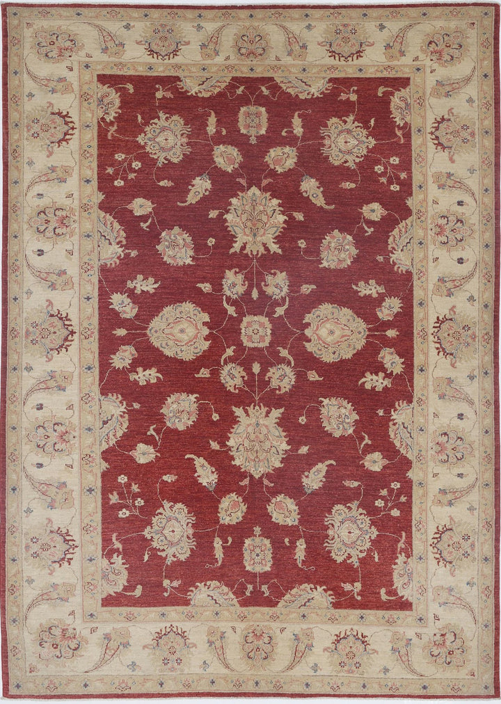 Afghan Ziegler Rug 6' 7" x 9' 4" Hand-Knotted