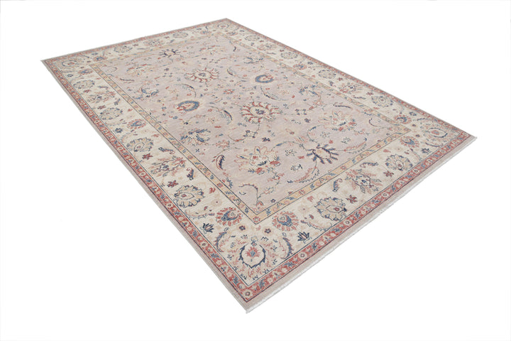 Afghan Ziegler Rug 6' 6" x 9' 4" Hand-Knotted | No. AT80606