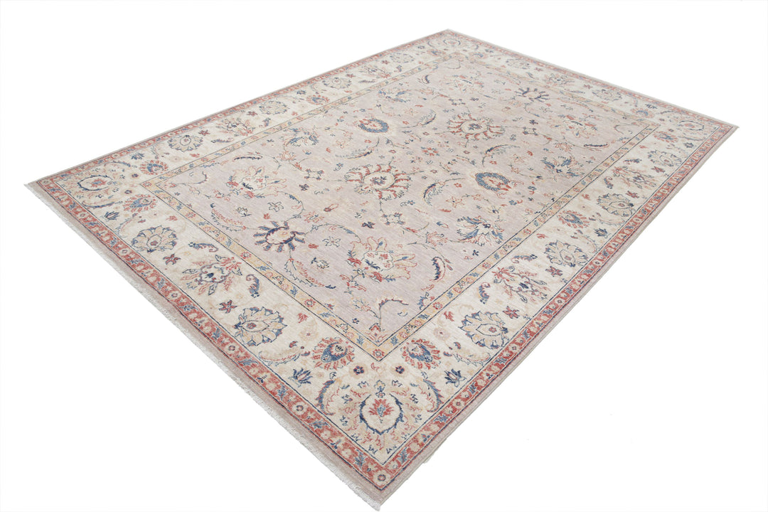 Afghan Ziegler Rug 6' 6" x 9' 4" Hand-Knotted | No. AT80606