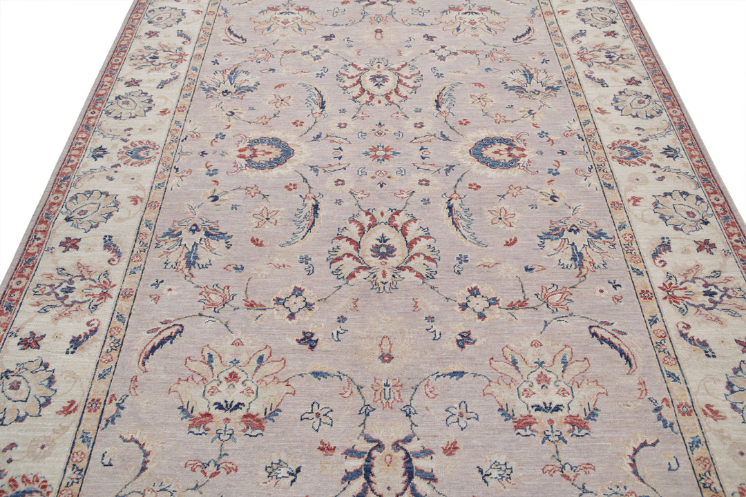 Afghan Ziegler Rug 6' 6" x 9' 4" Hand-Knotted | No. AT80606