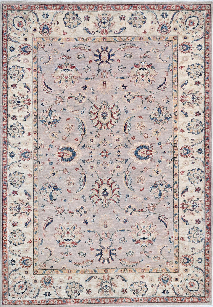 Afghan Ziegler Rug 6' 6" x 9' 4" Hand-Knotted