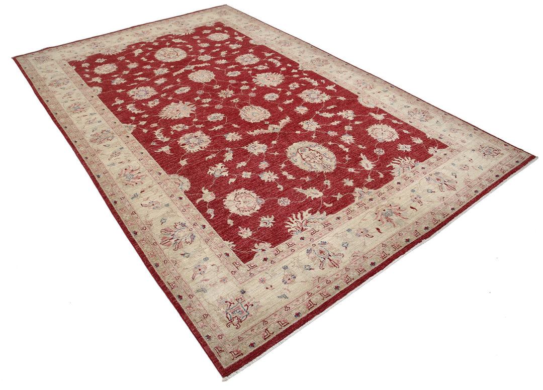 Afghan Ziegler Rug 6' 7" x 9' 8" Hand-Knotted | No. AT20408