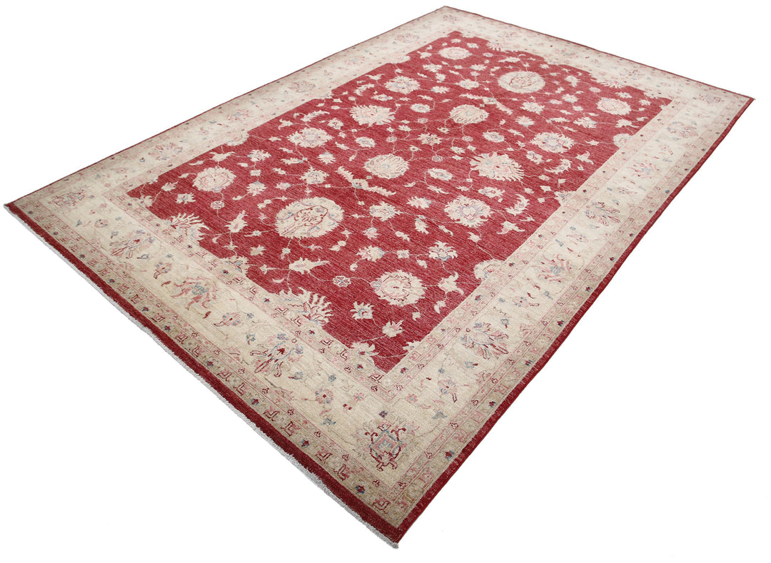 Afghan Ziegler Rug 6' 7" x 9' 8" Hand-Knotted | No. AT20408