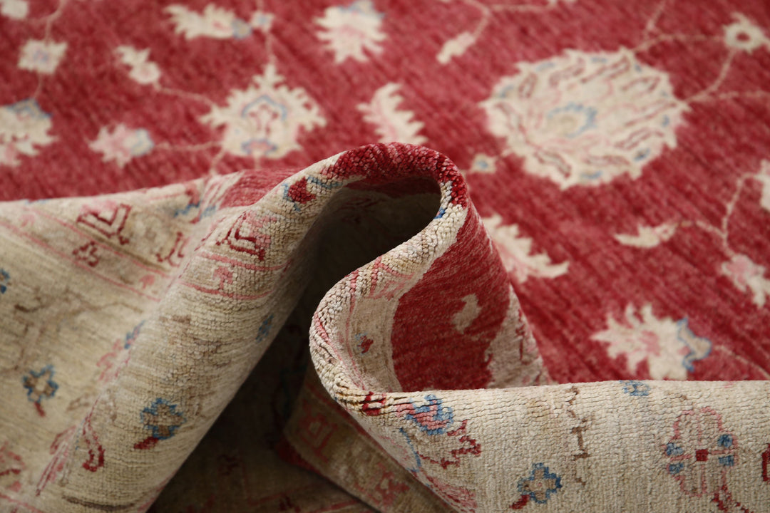 Afghan Ziegler Rug 6' 7" x 9' 8" Hand-Knotted | No. AT20408