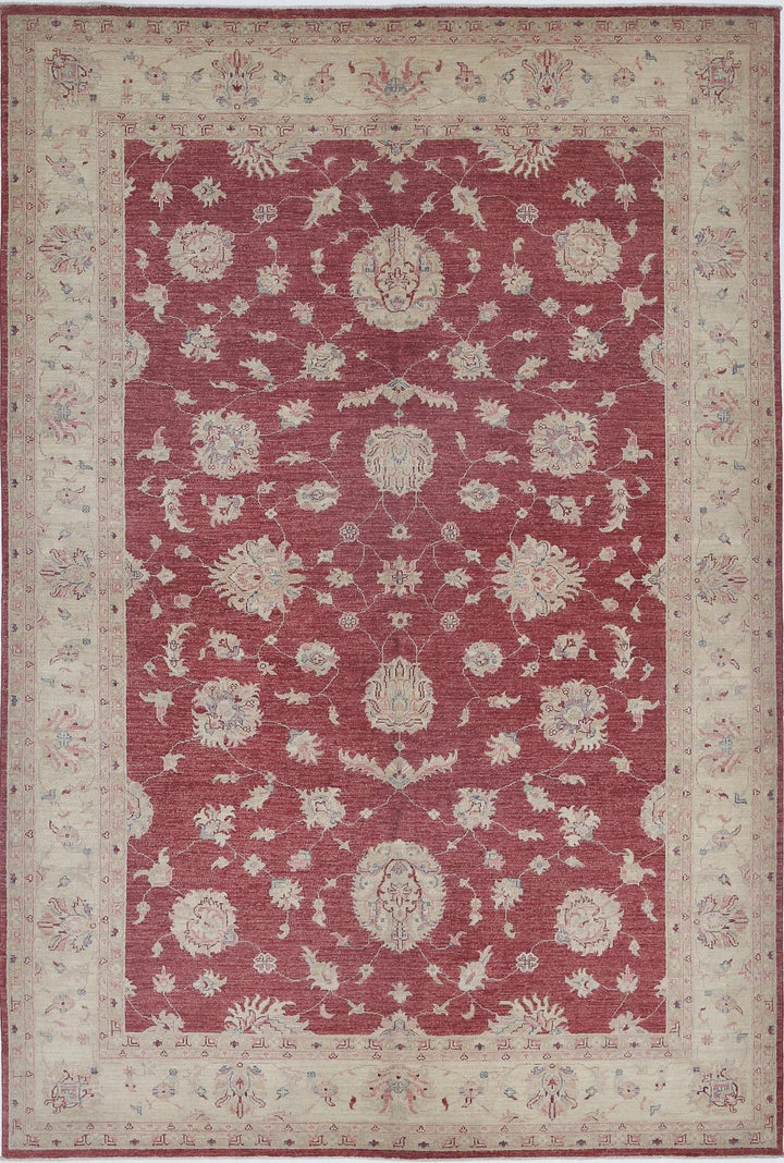 Afghan Ziegler Rug 6' 7" x 9' 8" Hand-Knotted