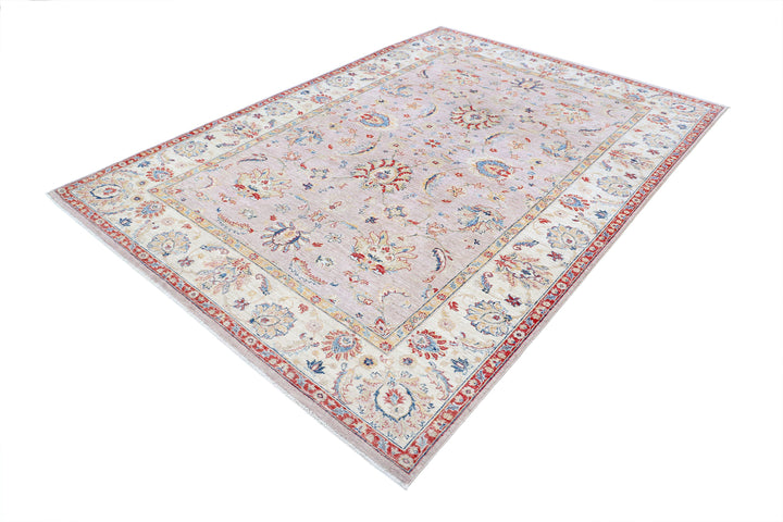 Afghan Ziegler Rug 6' 7" x 9' 6" Hand-Knotted | No. AT60821