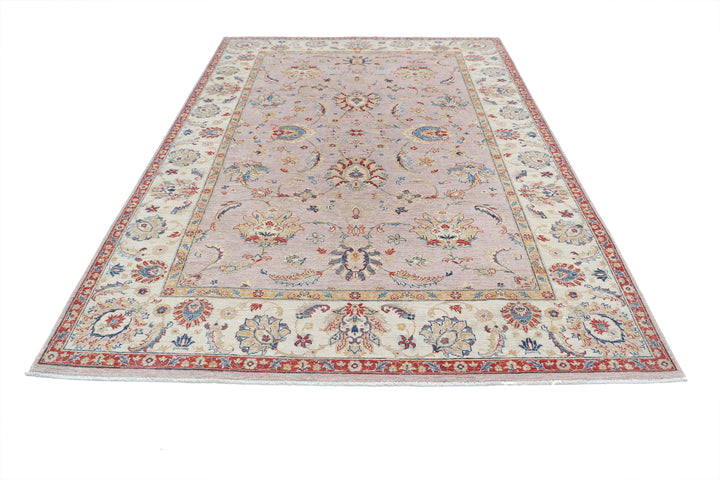 Afghan Ziegler Rug 6' 7" x 9' 6" Hand-Knotted | No. AT60821
