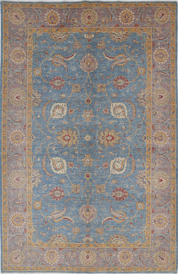 Afghan Ziegler Rug 6' 6" x 10' 2" Hand-Knotted