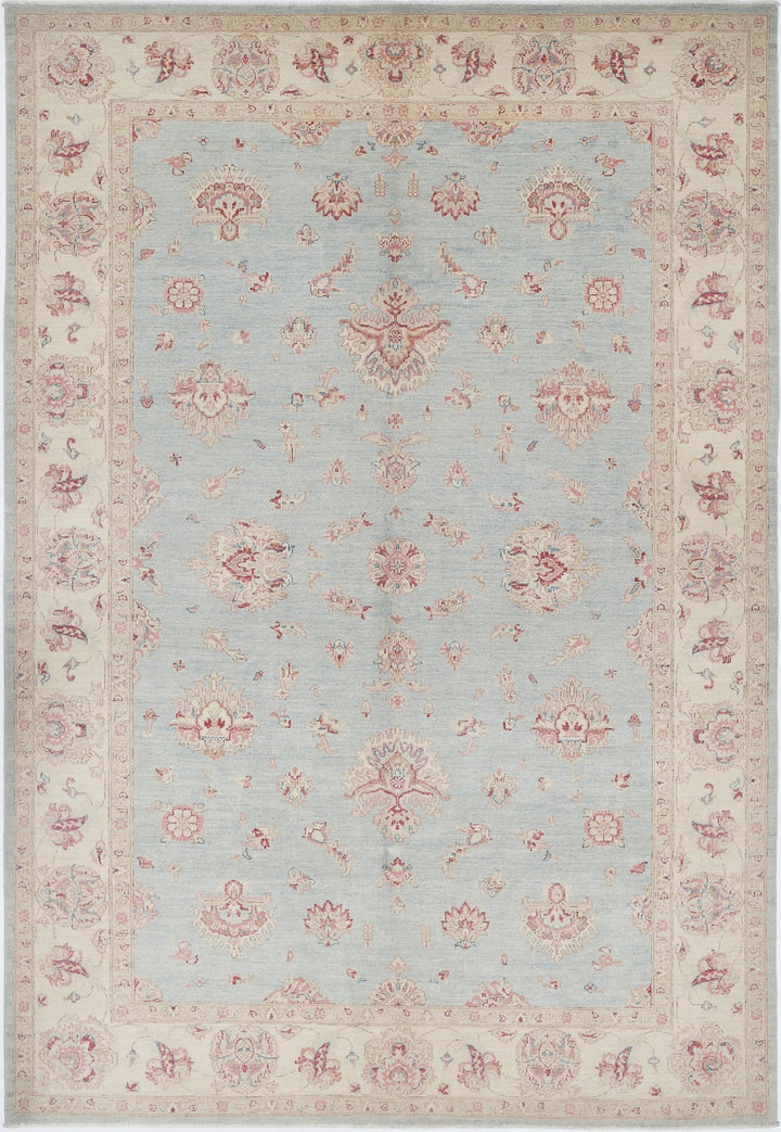 Afghan Ziegler Rug 6' 9" x 9' 8" Hand-Knotted