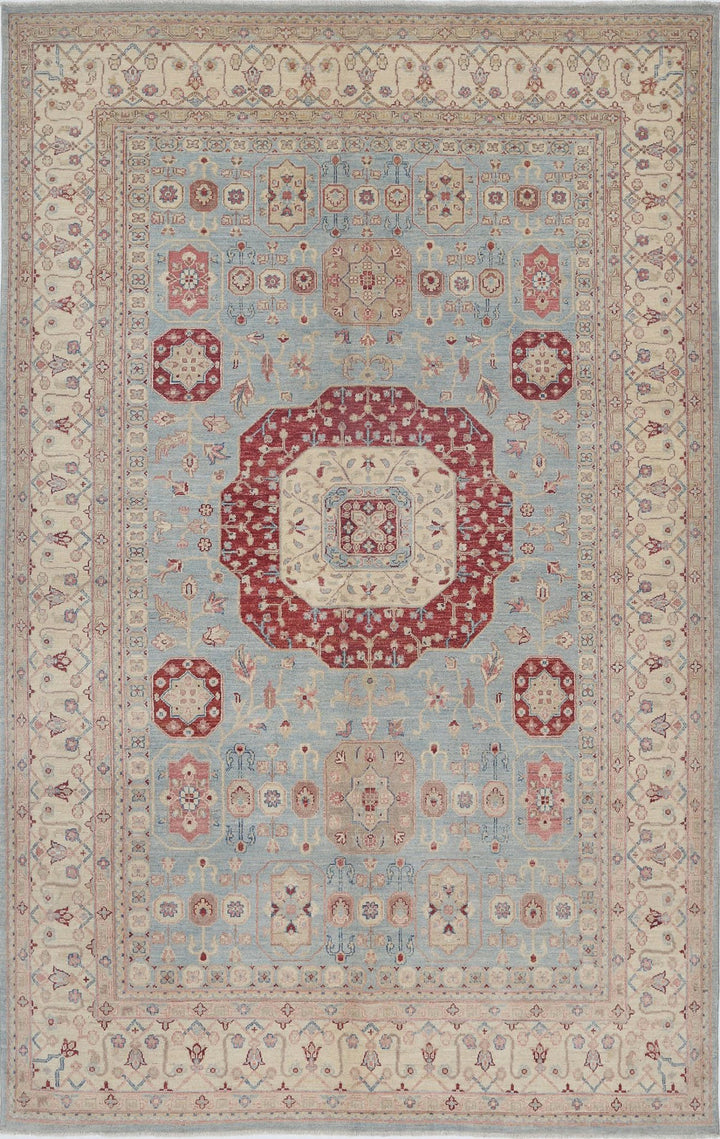 Afghan Ziegler Rug 6' 4" x 10' 0" Hand-Knotted
