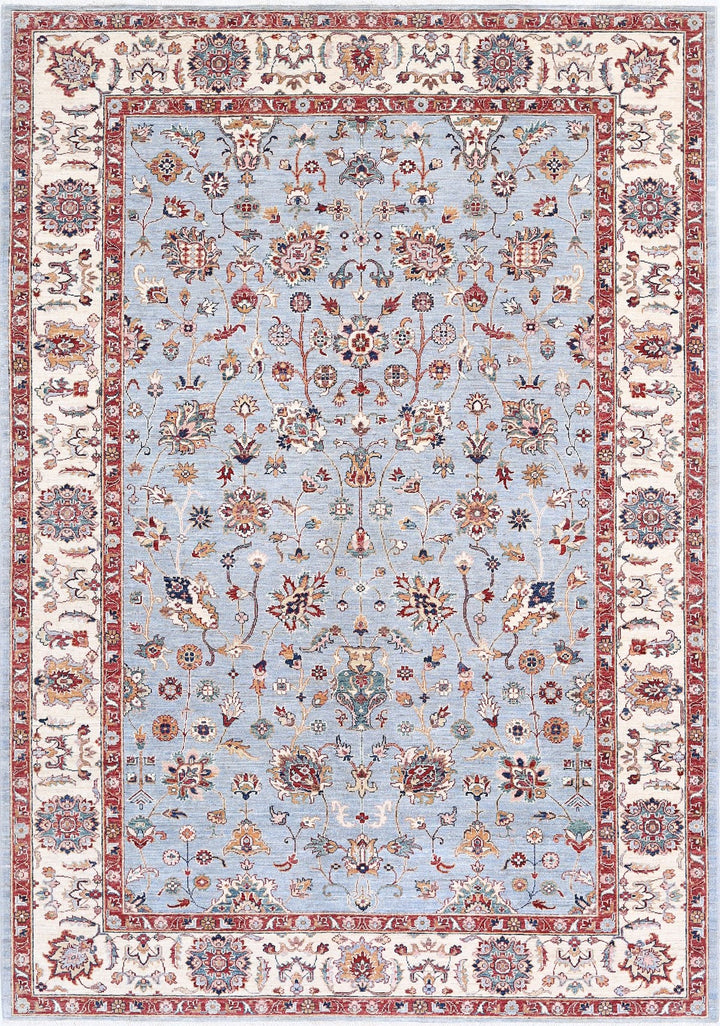 Afghan Ziegler Rug 6'9" x 9'8" Hand-Knotted