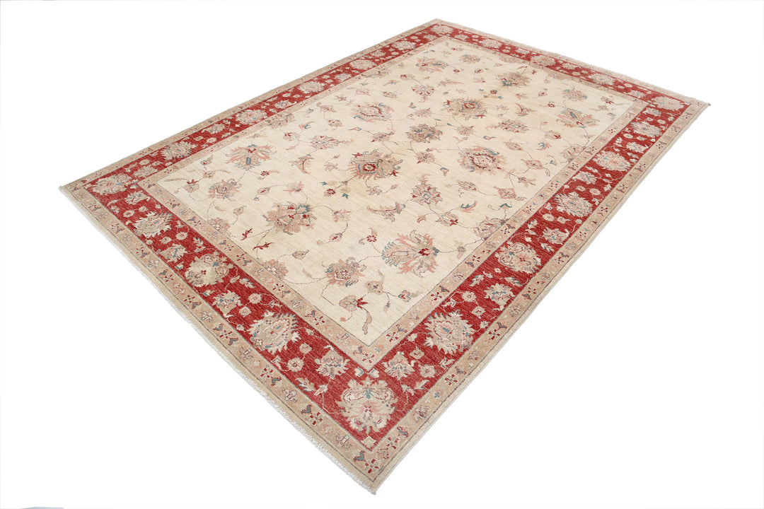 Afghan Ziegler Farhan Rug 6' 6" x 9' 5" Hand-Knotted | No. AT93424