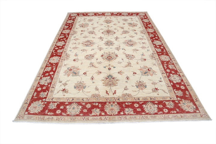 Afghan Ziegler Farhan Rug 6' 6" x 9' 5" Hand-Knotted | No. AT93424
