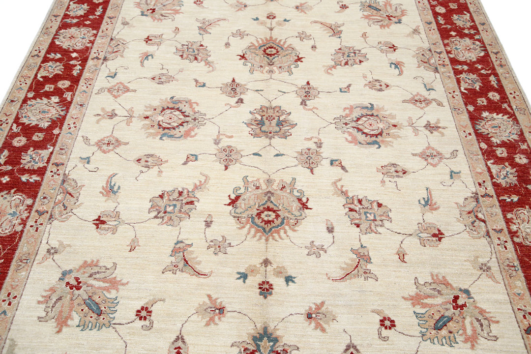 Afghan Ziegler Farhan Rug 6' 6" x 9' 5" Hand-Knotted | No. AT93424