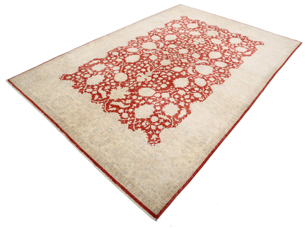Afghan Ziegler Rug 6' 8" x 9' 7" Hand-Knotted | No. AT51225