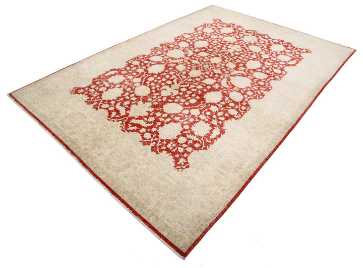 Afghan Ziegler Rug 6' 8" x 9' 7" Hand-Knotted | No. AT51225