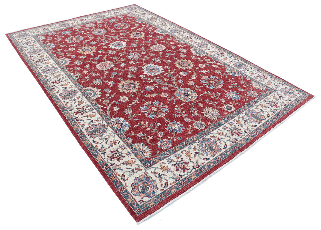 Afghan Ziegler Rug 6' 7" x 9' 8" Hand-Knotted | No. AT69025